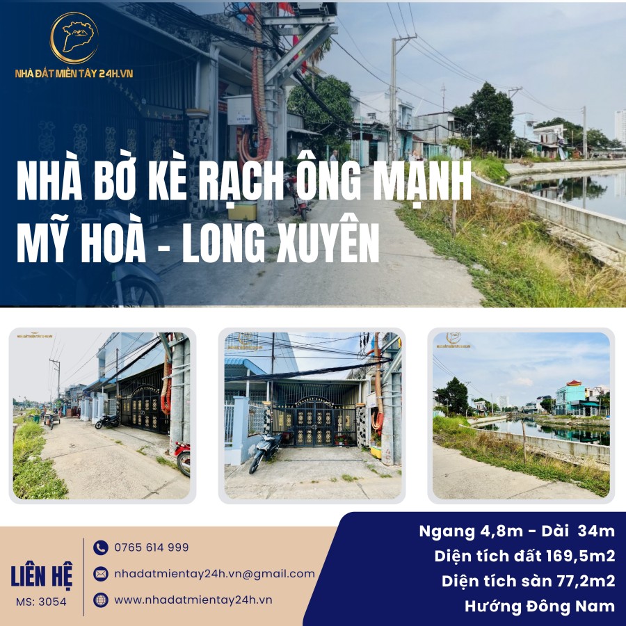 🔥 NHÀ MẶT TIỀN BỜ KÈ RẠCH ÔNG MẠNH - VỊ TRÍ VÀNG DÀNH CHO NHÀ ĐẦU TƯ THÔNG MINH (MS: 3054) 🔥